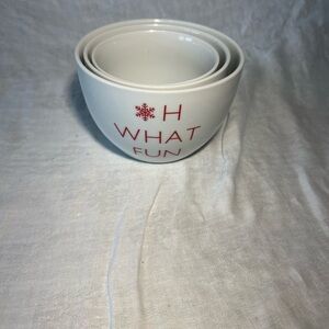 Crate&Barrel White and Red Holiday Bowls